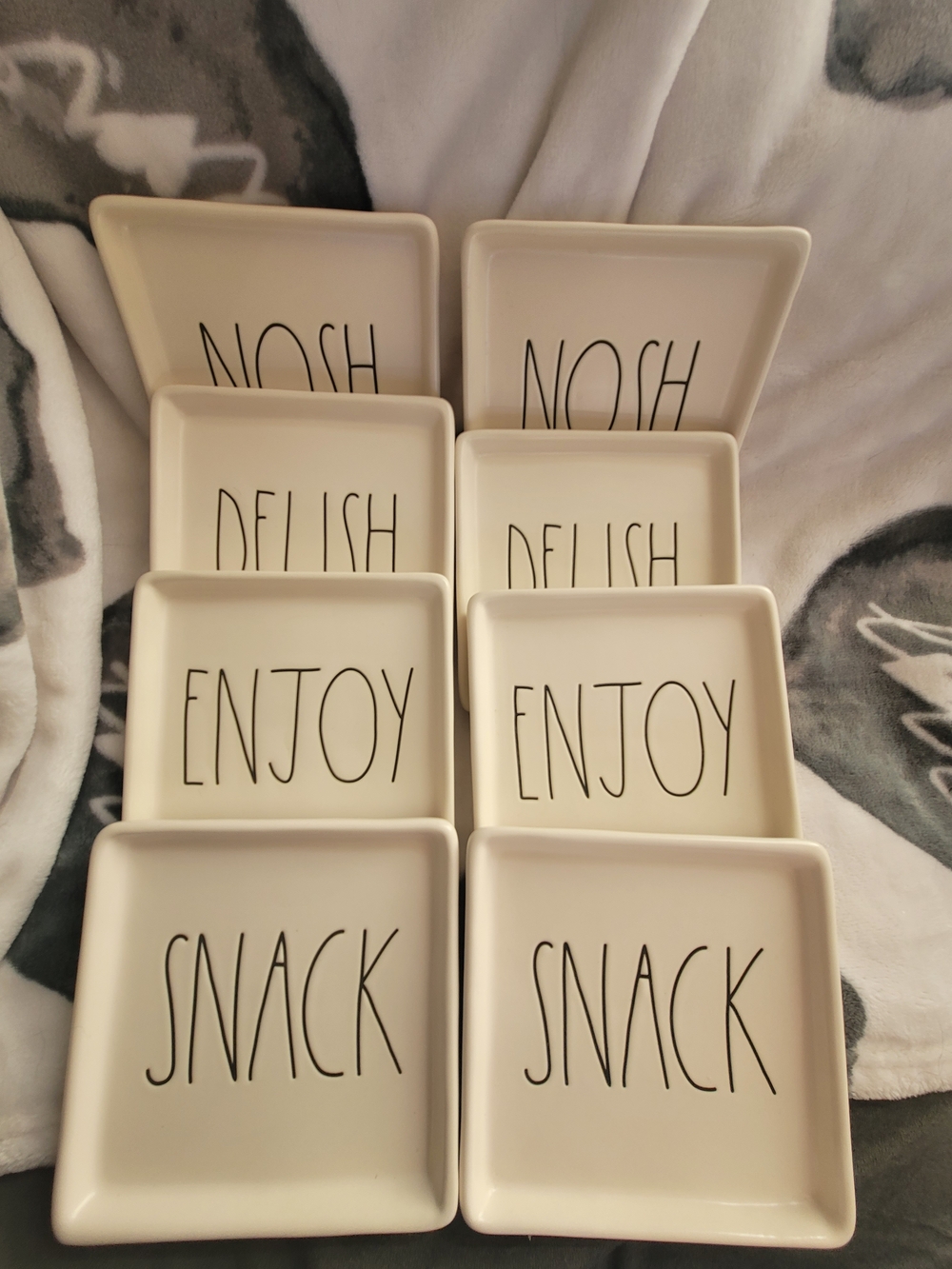 Rae Dunn Set of 8 White Appetizer Plates
